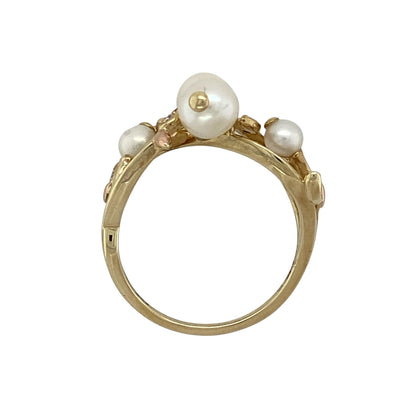 9ct Gold Diamond & Pearl Valley of Lily Clogau Ring