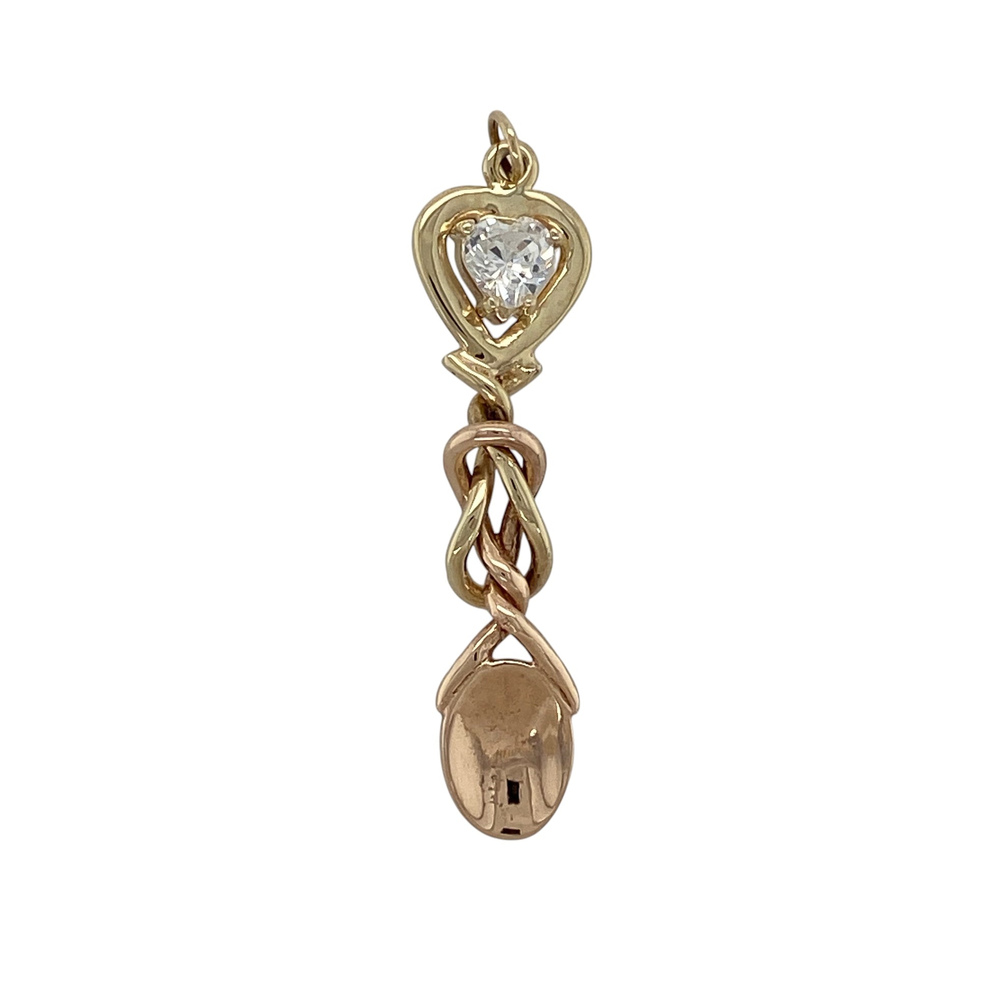 9ct Gold & Cubic Zirconia Heart Clogau Lovespoon Pendant