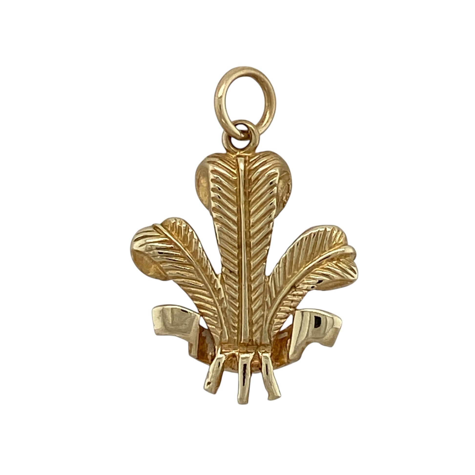 Celebrate Welsh heritage and traditional symbolism with this pre-owned 9ct yellow gold Welsh Three Feathers pendant, featuring a distinctive design with timeless cultural appeal.

Design: The pendant showcases the iconic Three Feathers motif in a detailed and traditional design, creating an eye-catching piece with strong Welsh heritage appeal. Its distinctive styling makes it suitable for everyday wear or as a meaningful accessory for special occasions.