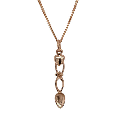 9ct Gold Heart Flower Lovespoon 18" Necklace