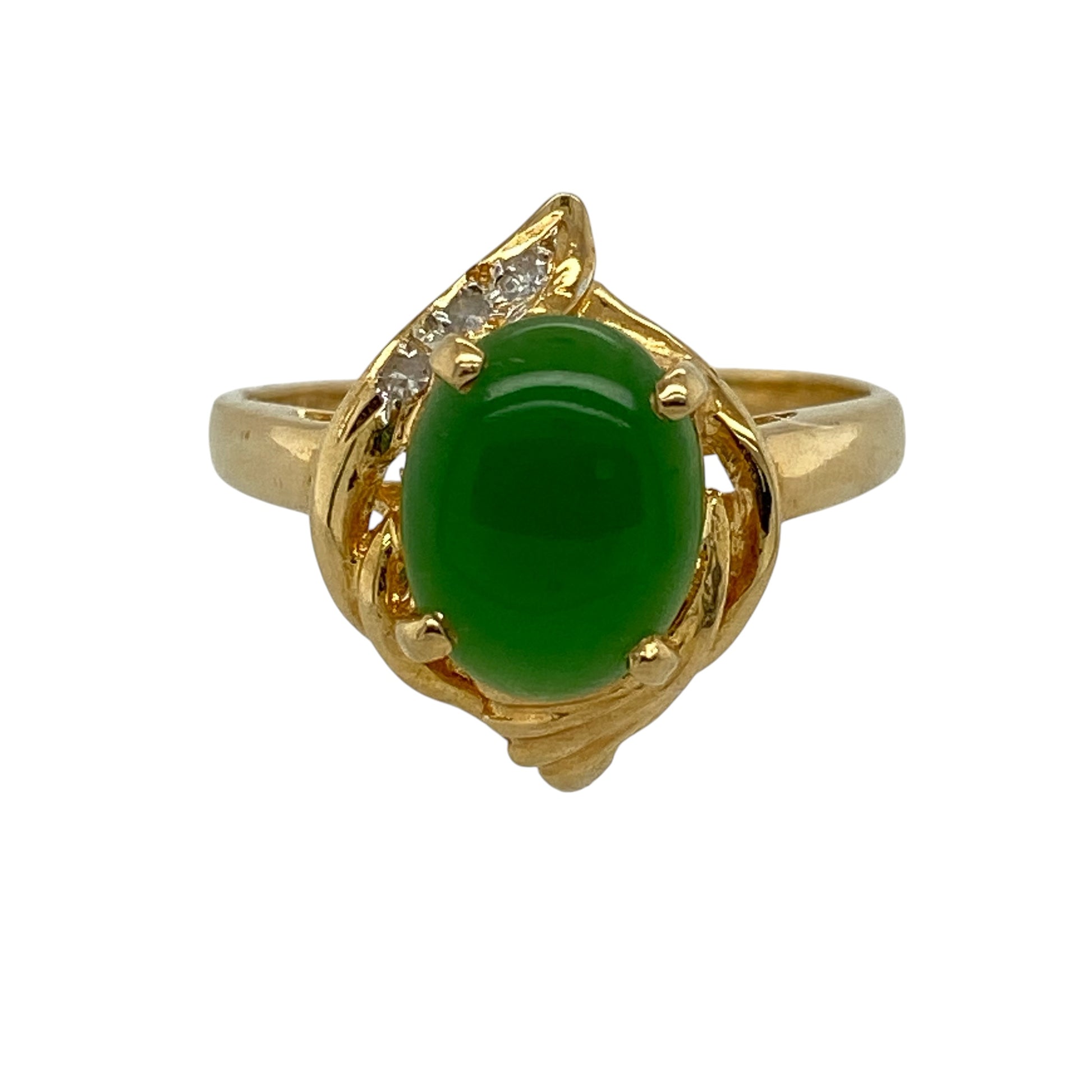 18ct Gold Diamond & Jade Dress Ring