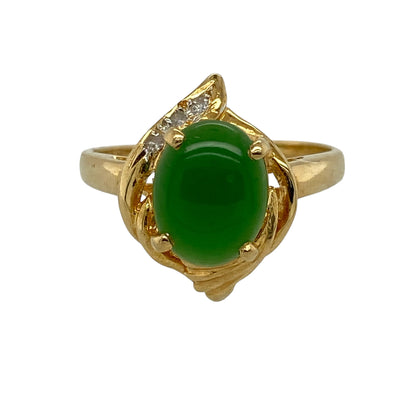 18ct Gold Diamond & Jade Dress Ring