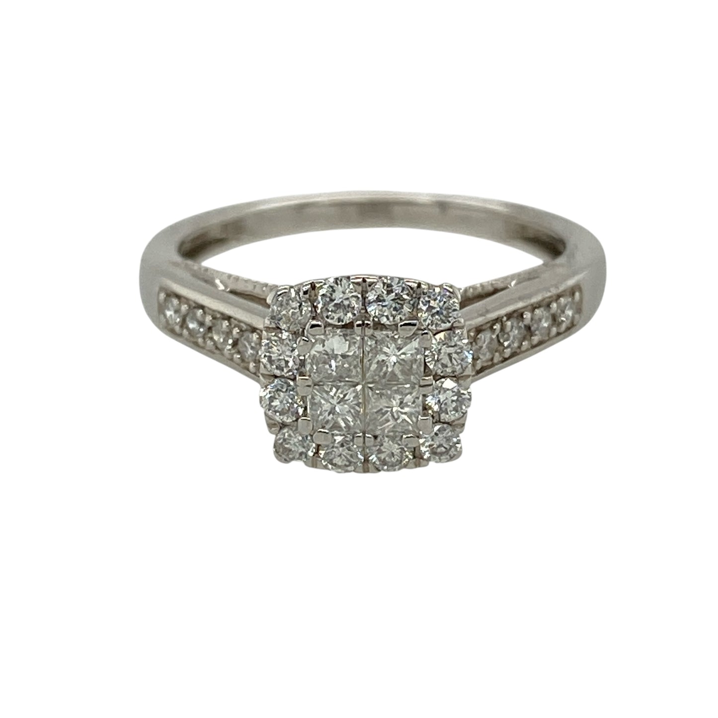 9ct White Gold & Diamond Cluster Ring