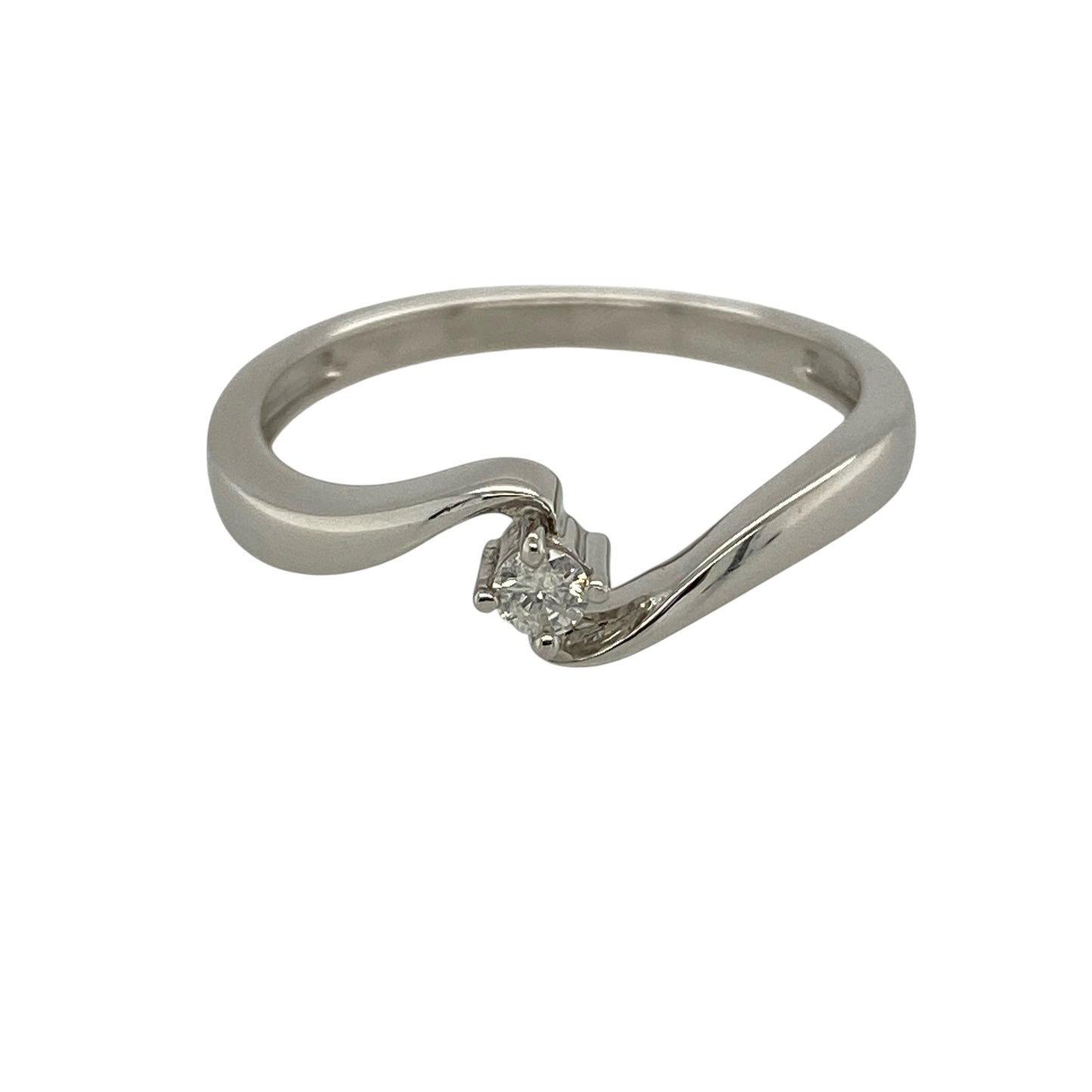 9ct White Gold & Diamond Twist Solitaire Ring