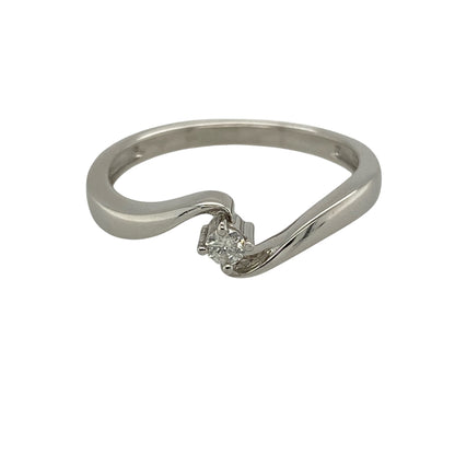 9ct White Gold & Diamond Twist Solitaire Ring