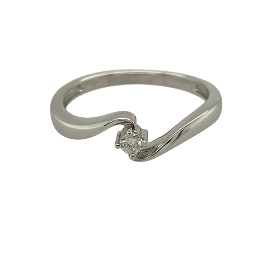 9ct White Gold & Diamond Twist Solitaire Ring