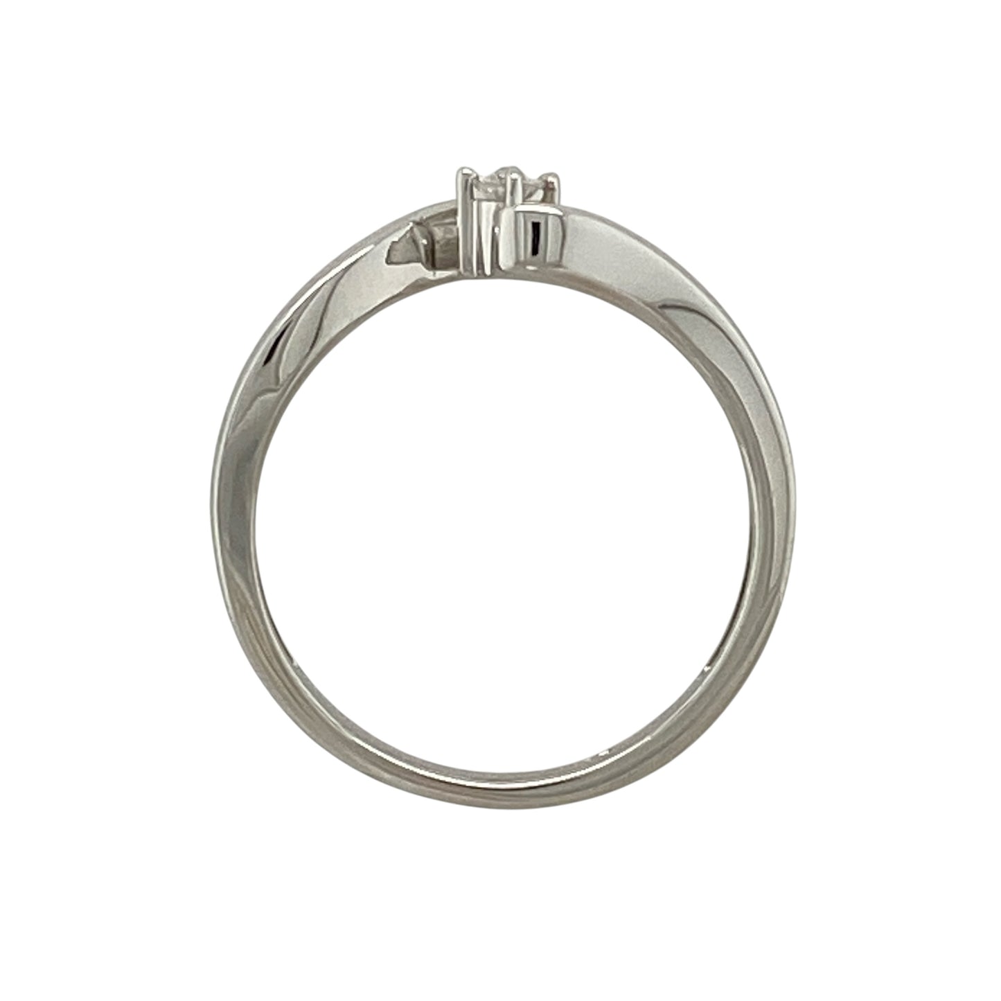 9ct White Gold & Diamond Twist Solitaire Ring