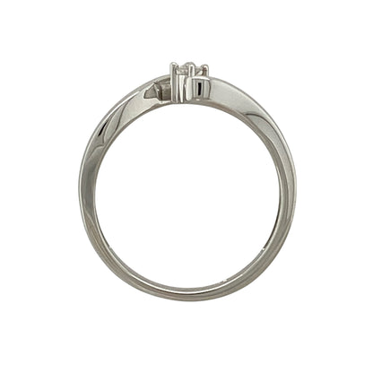 9ct White Gold & Diamond Twist Solitaire Ring