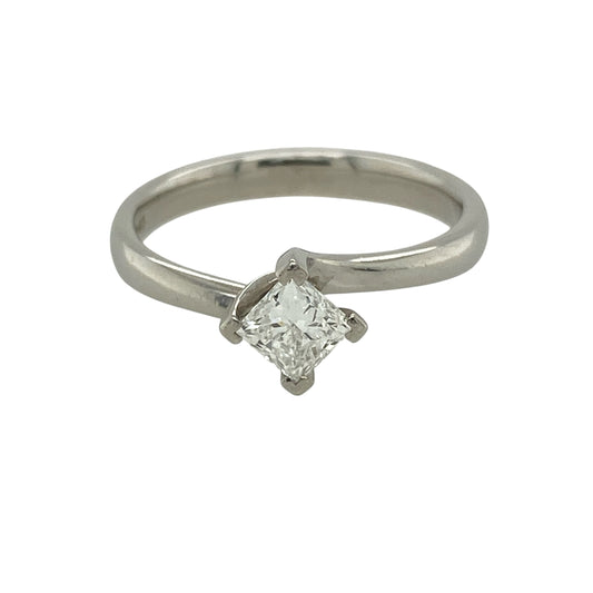 Platinum & Diamond Solitaire Twist Ring