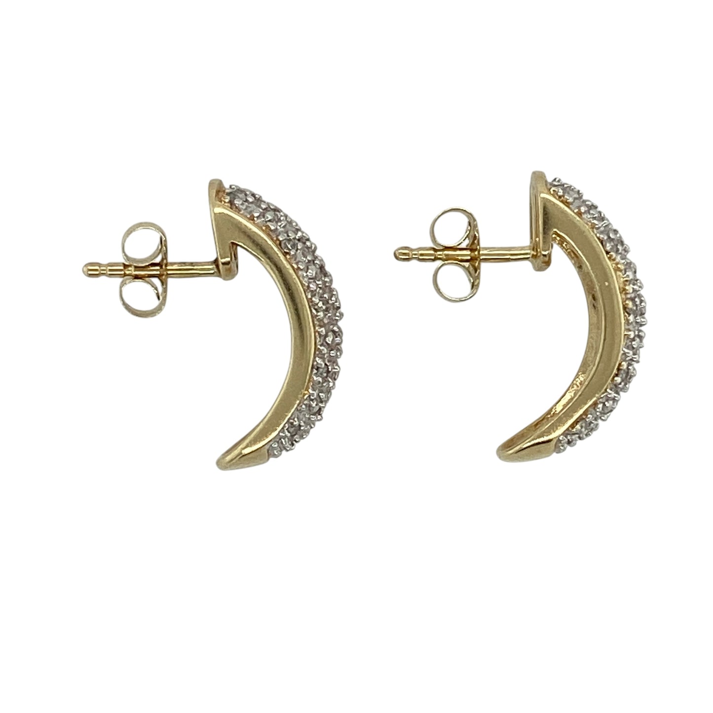 9ct Gold & Diamond Half Hoop Stud Earrings