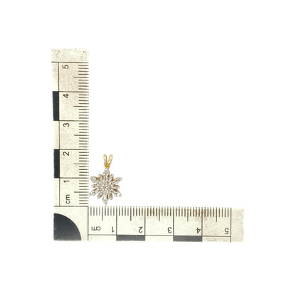 9ct Gold & Diamond Snowflake Cluster Pendant