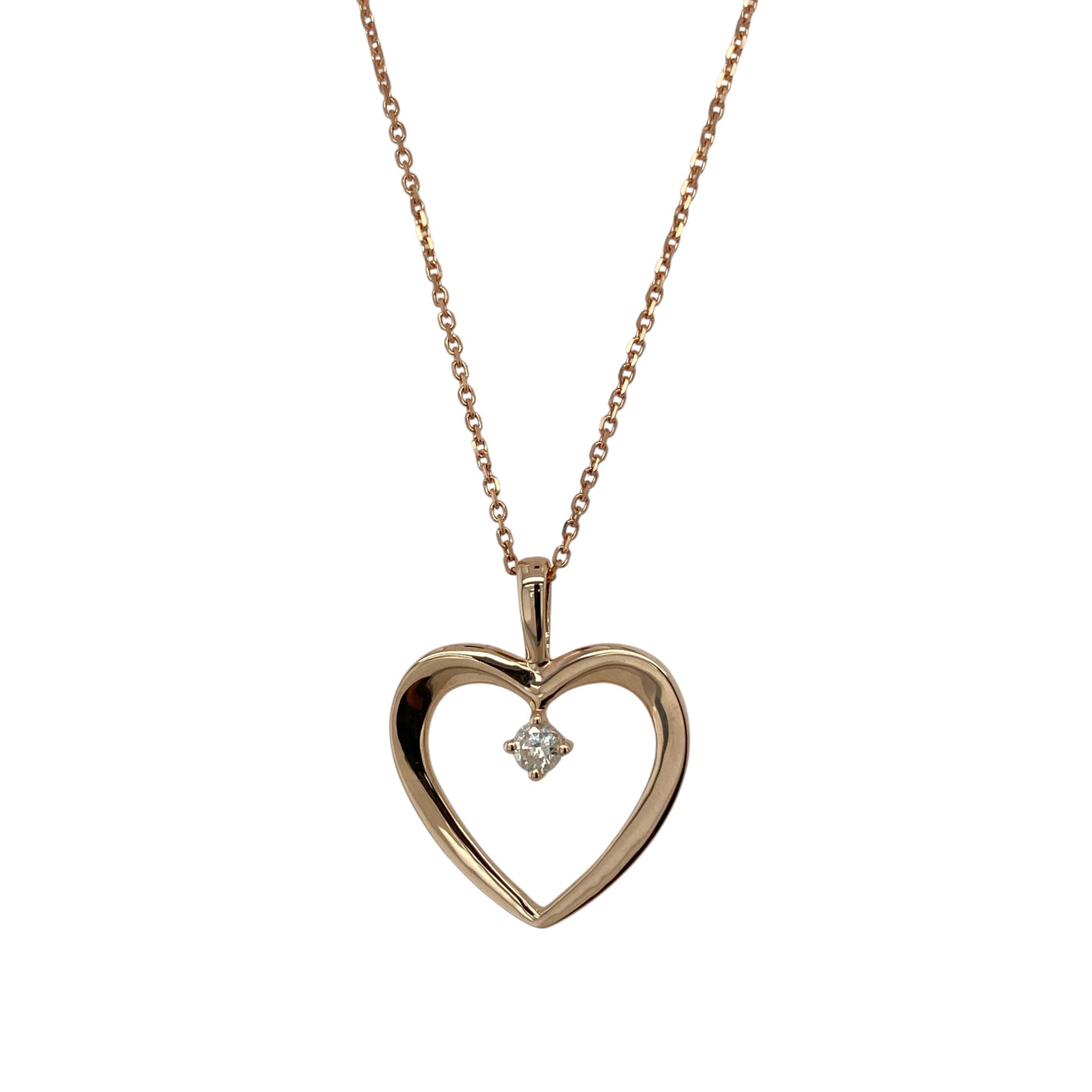 9ct Gold & Diamond Open Heart 16" Necklace