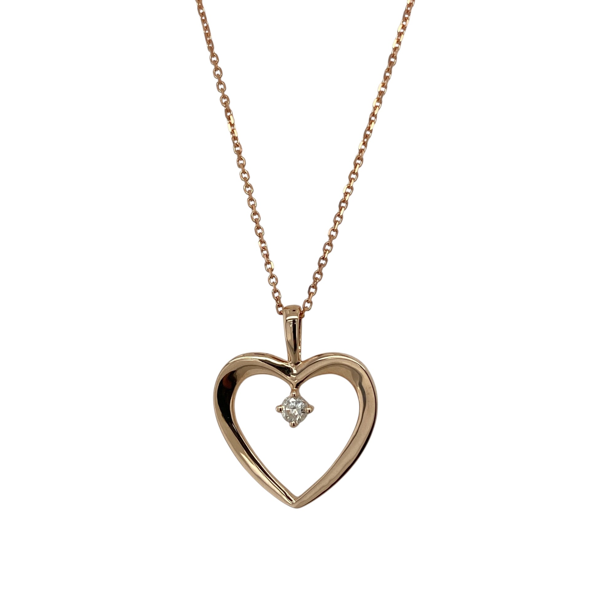 9ct Gold & Diamond Open Heart 16" Necklace