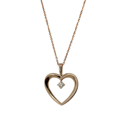 9ct Gold & Diamond Open Heart 16" Necklace