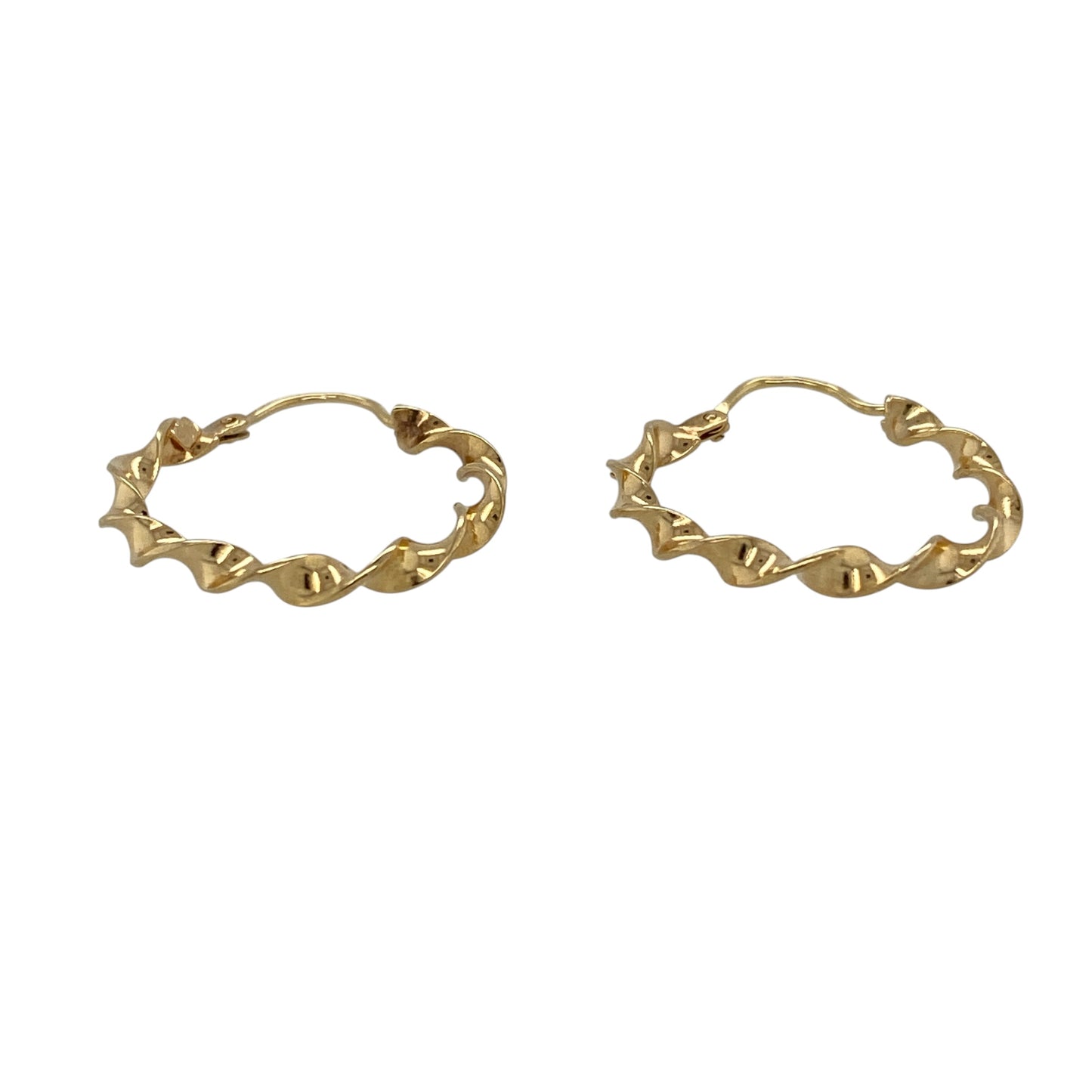 Add timeless elegance and subtle texture to your jewellery collection with these pre-owned 9ct yellow gold twisted hoop creole earrings, featuring a classic design with an attractive decorative finish.

Design: The earrings showcase a traditional hoop creole profile enhanced with elegant twisted detailing, creating texture and visual interest while retaining a timeless and versatile appearance. The classic design makes them suitable for everyday wear as well as dressing up for special occasions.
