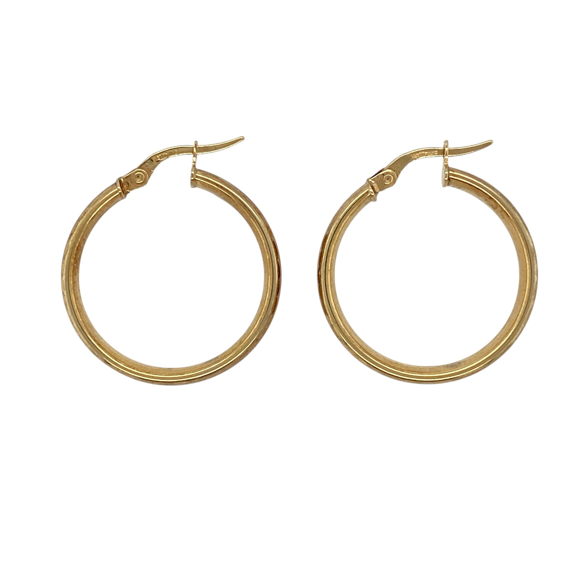 9ct Gold Patterned Hoop Creole Earrings