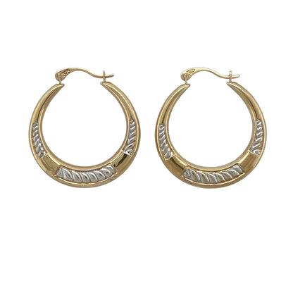 9ct Gold Patterned Hoop Creole Earrings