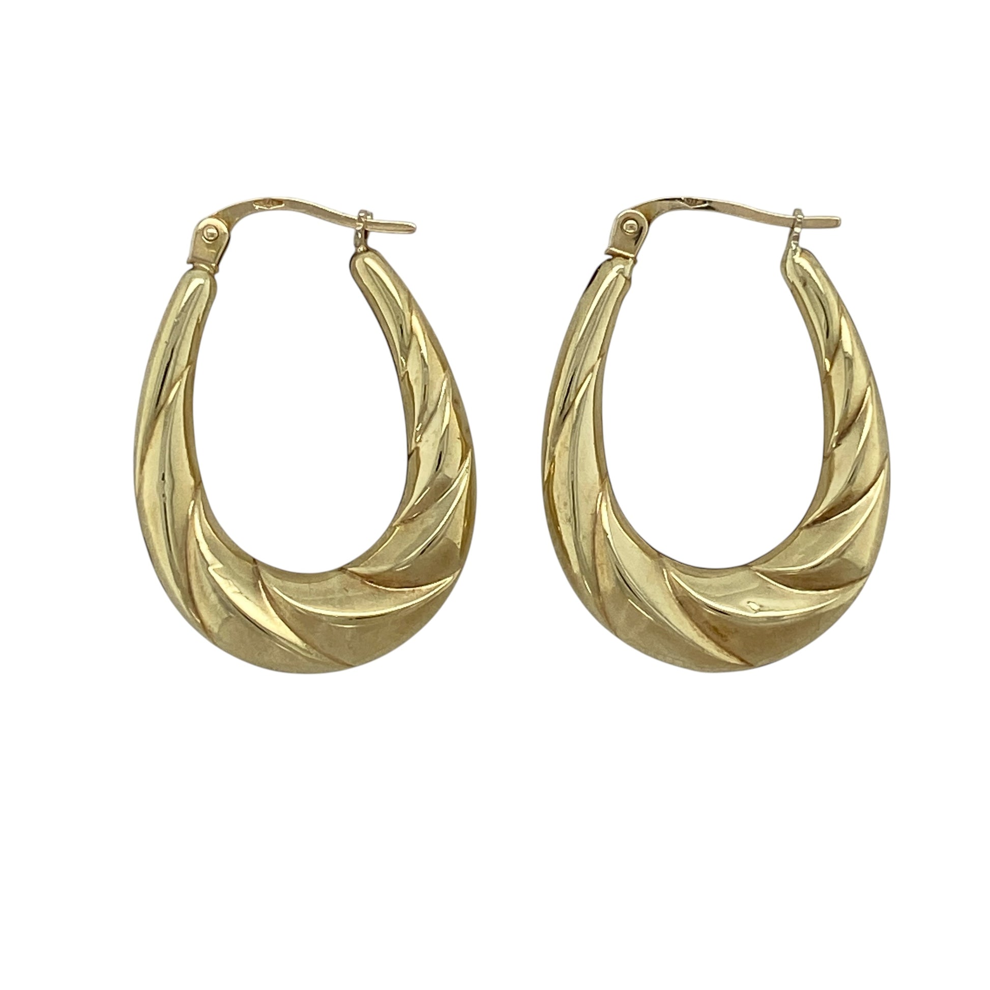 9ct Gold Twisted Oval Creole Earrings