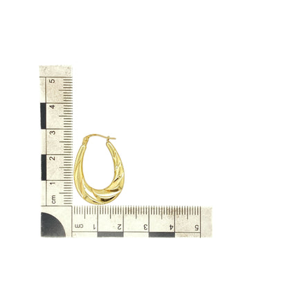 9ct Gold Twisted Oval Creole Earrings