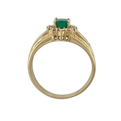 14ct Gold Diamond & Emerald Cluster Ring
