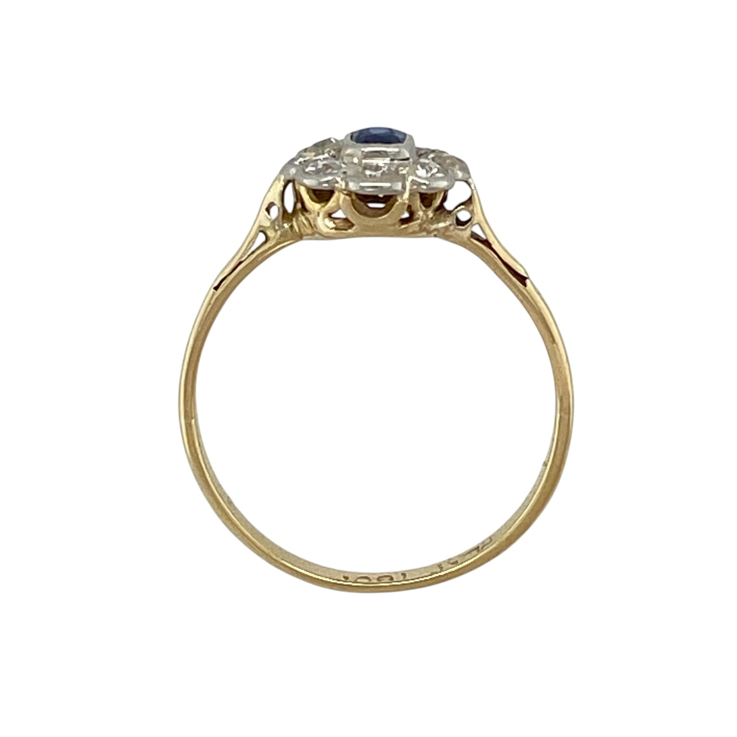18ct Gold & Platinum Diamond & Sapphire Cluster Ring