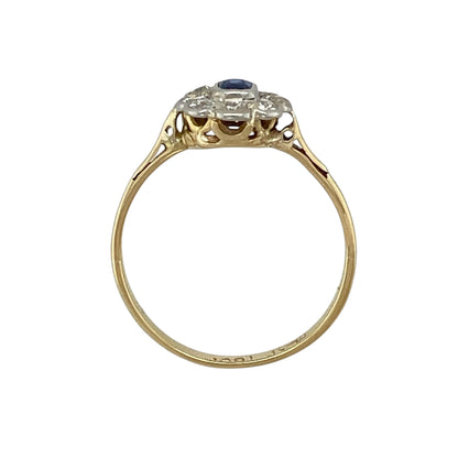 18ct Gold & Platinum Diamond & Sapphire Cluster Ring