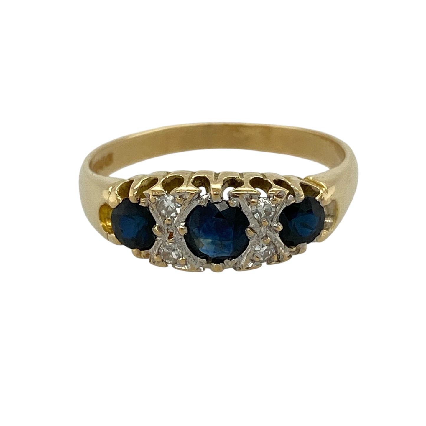 18ct Gold Diamond & Sapphire Trilogy Ring