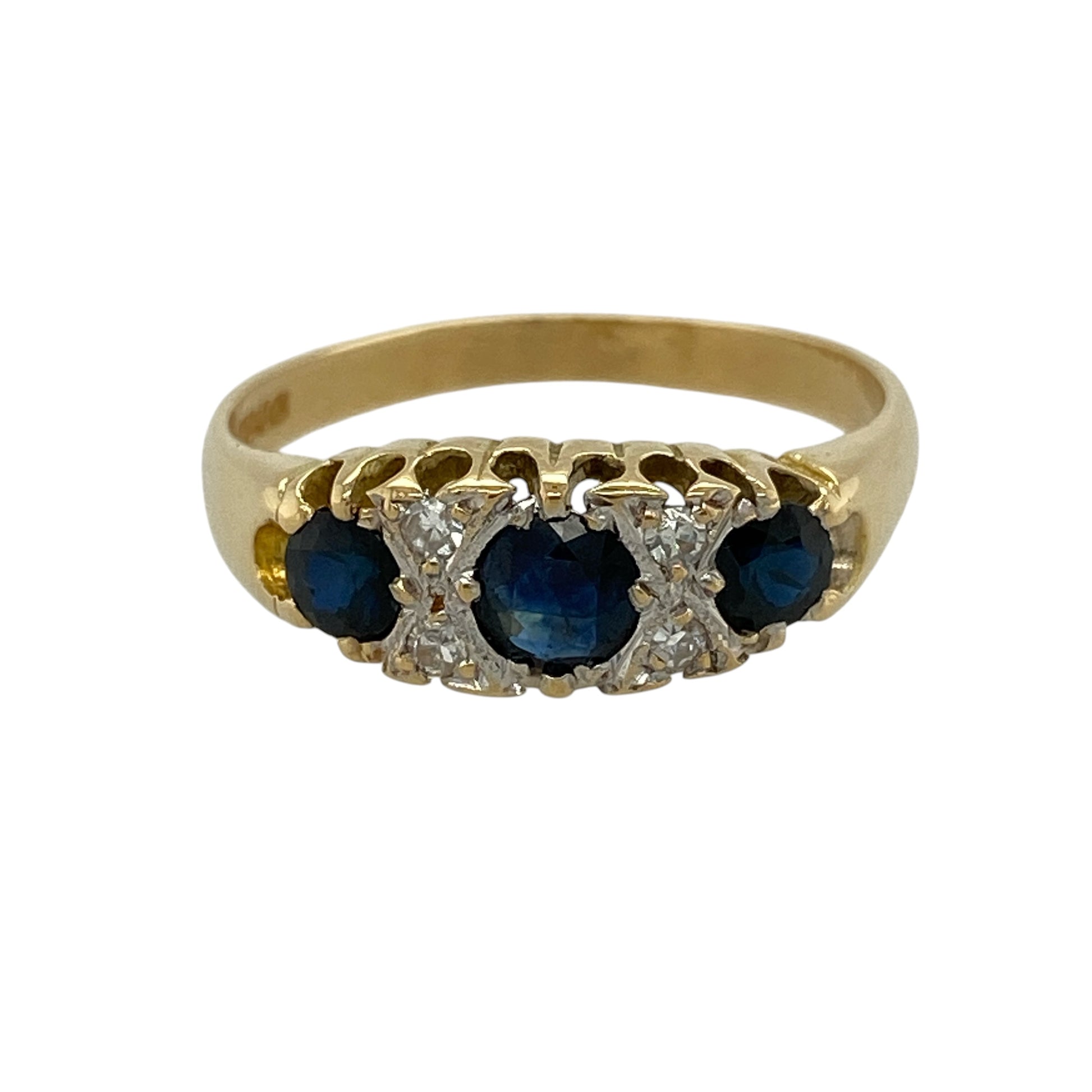 18ct Gold Diamond & Sapphire Trilogy Ring