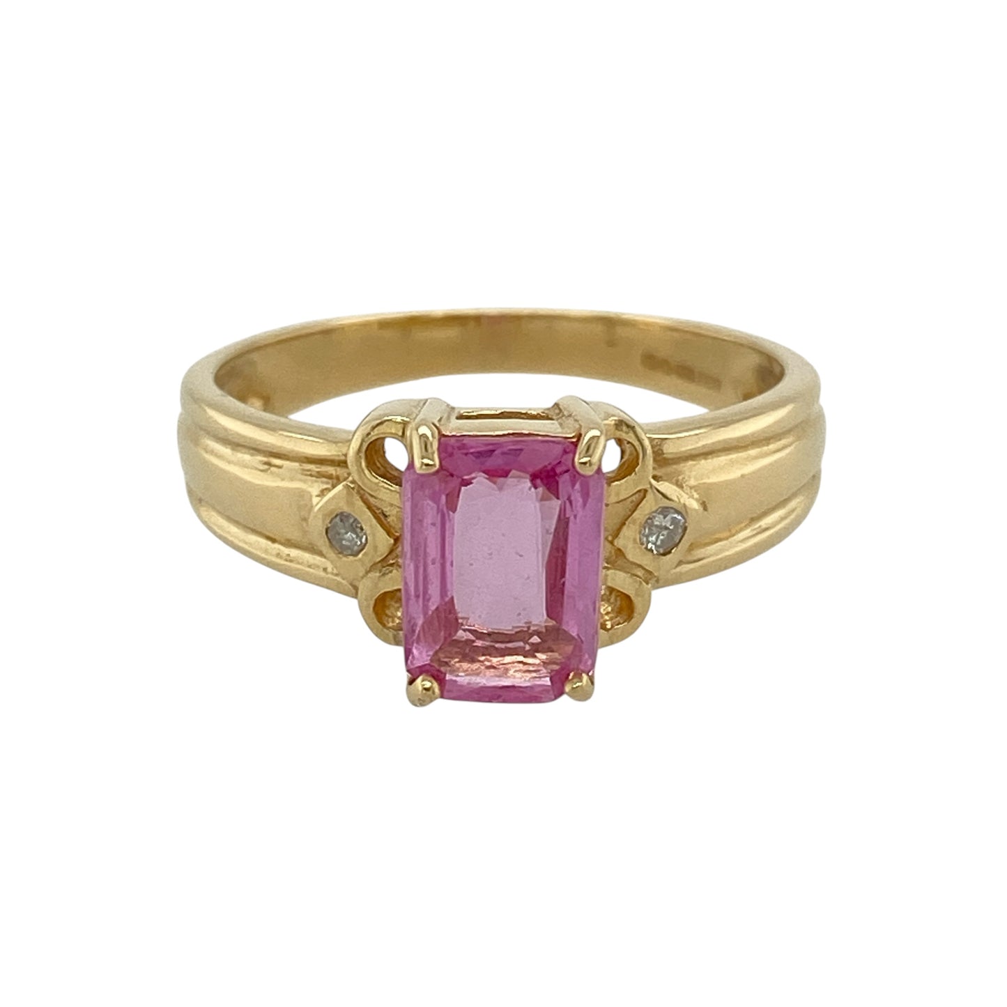 18ct Gold Diamond & Pink Sapphire Ring