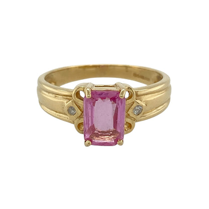 18ct Gold Diamond & Pink Sapphire Ring