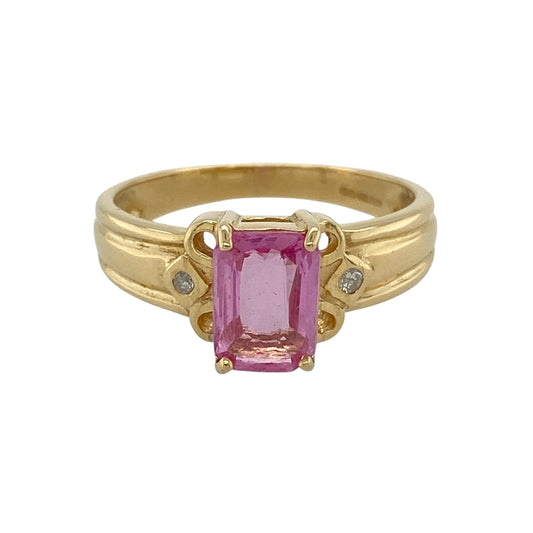 18ct Gold Diamond & Pink Sapphire Ring