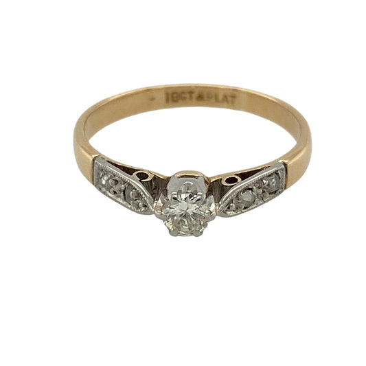 18ct Gold & Platinum Diamond Solitaire Ring
