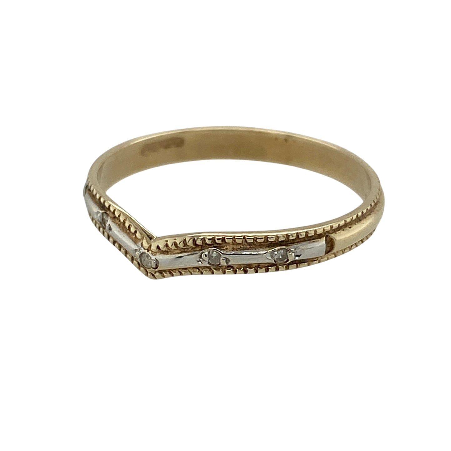 Add elegant two-tone styling and delicate sparkle to your jewellery collection with this pre-owned 9ct yellow and white gold diamond wishbone ring, featuring a classic curved design with a refined and versatile appearance.

Design: The ring showcases a traditional wishbone-shaped profile with a graceful curved front, creating an elegant design that can be worn alone or alongside other compatible rings.