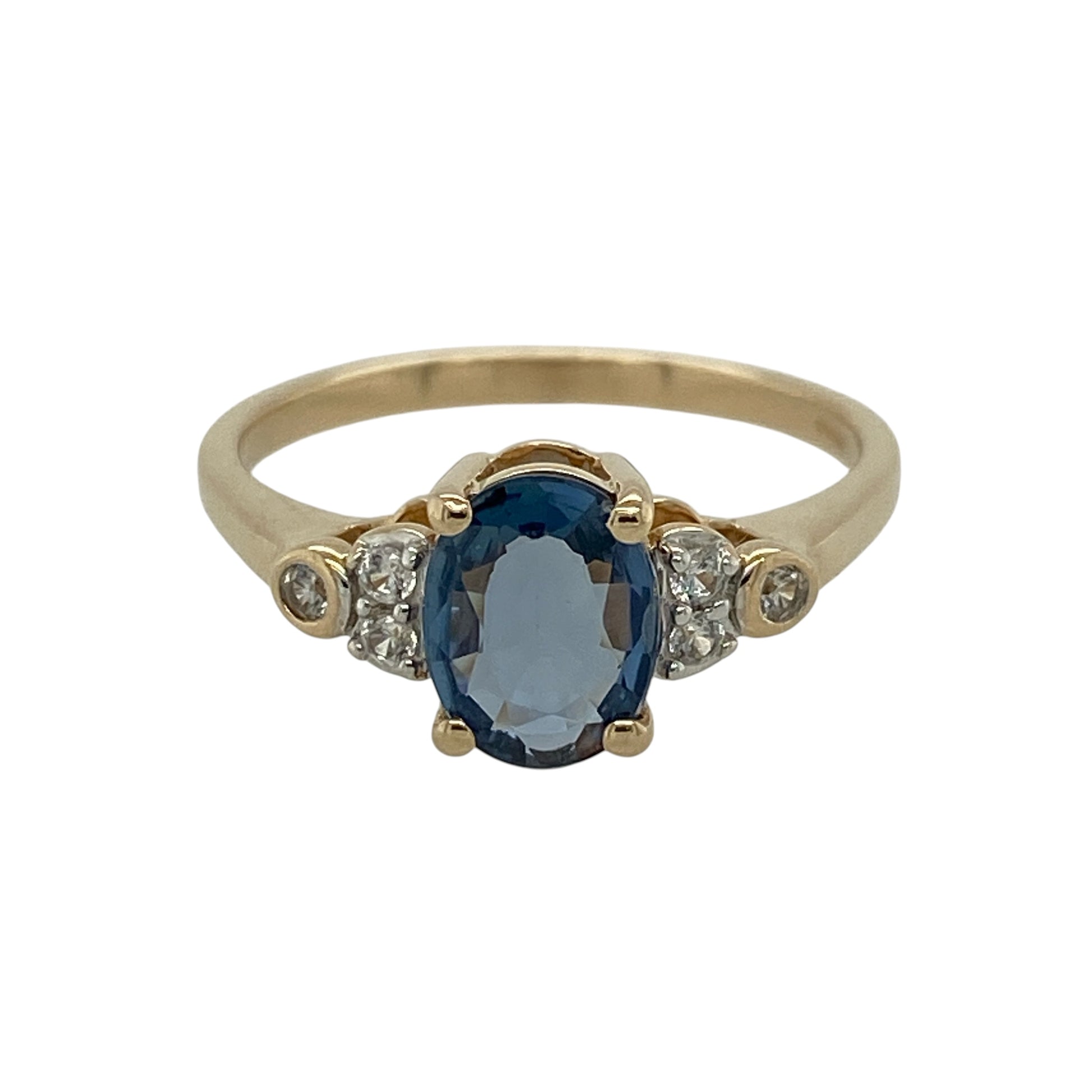 9ct Gold Sapphire & Cubic Zirconia Ring
