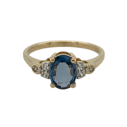 9ct Gold Sapphire & Cubic Zirconia Ring