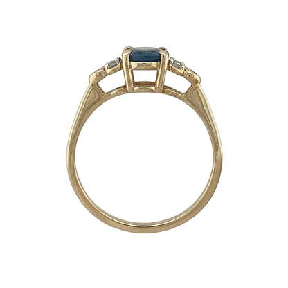 9ct Gold Sapphire & Cubic Zirconia Ring