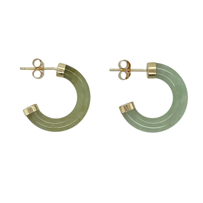 9ct Gold & Jade Half Hoop Stud Earrings