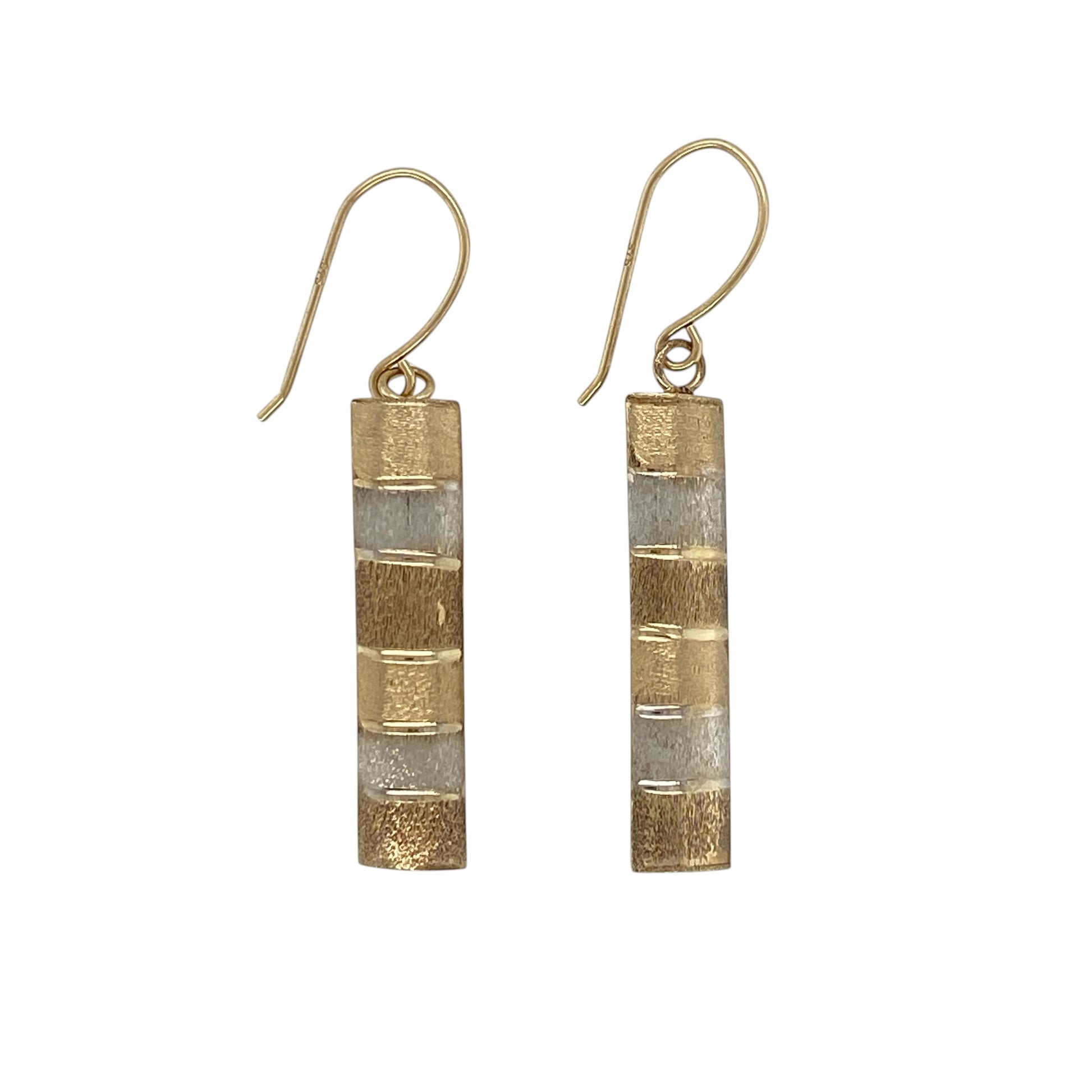 9ct Gold Striped Drop Earrings