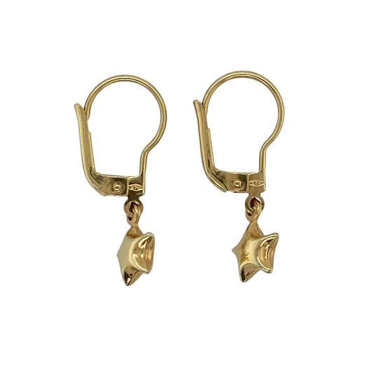 Add celestial charm and playful elegance to your jewellery collection with these pre-owned 9ct yellow gold star drop earrings, featuring a timeless motif with versatile styling.

Design: The earrings showcase an attractive drop-style design featuring decorative star motifs. The celestial-inspired shape creates an eye-catching appearance with a sense of movement when worn, making the earrings suitable for everyday styling or special occasions.