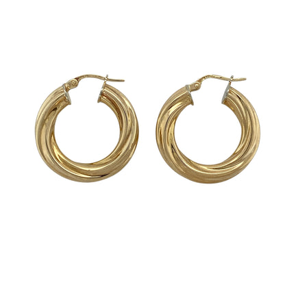 9ct Gold Twisted Hoop Creole Earrings