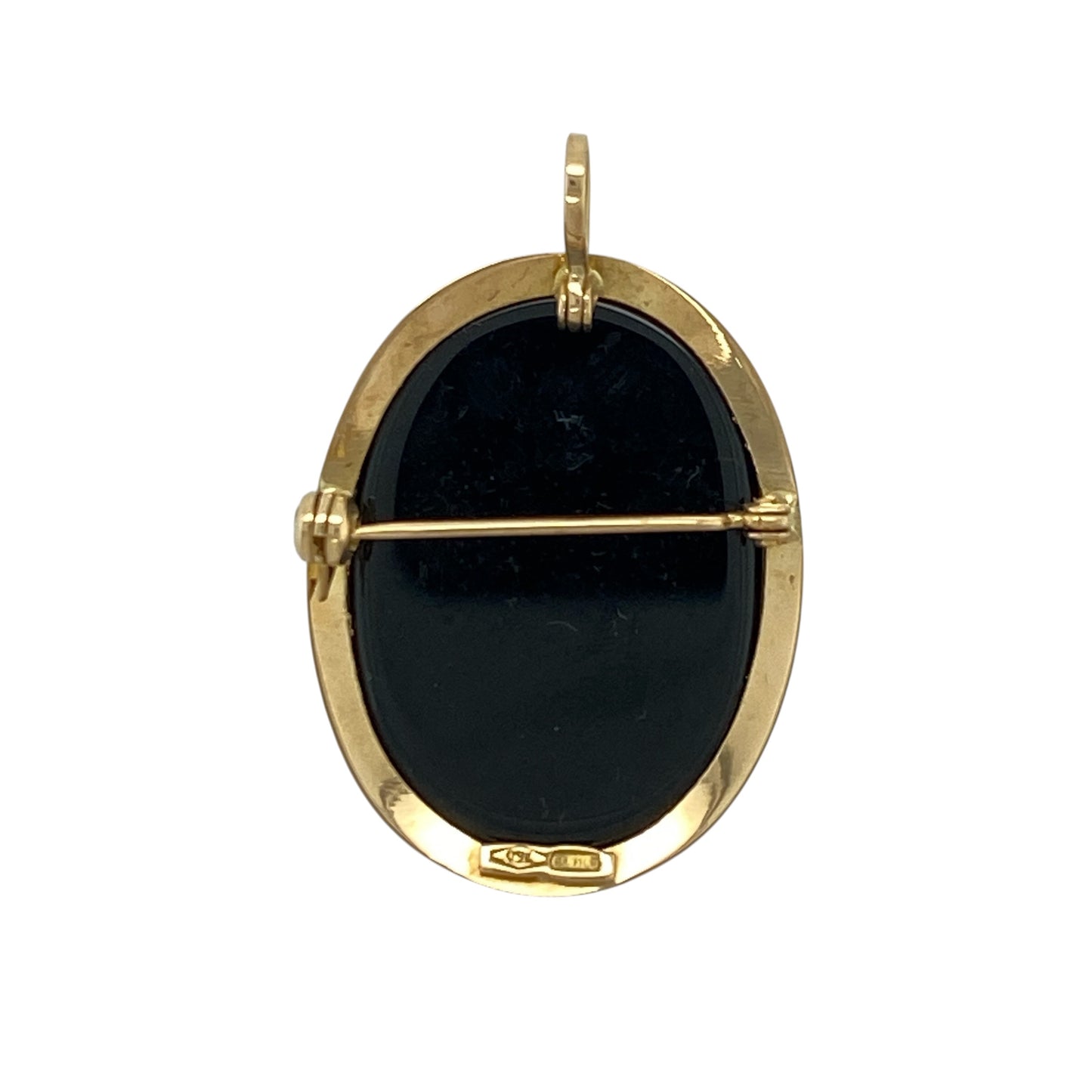 9ct Gold & Blue Cameo Oval Pendant/Brooch