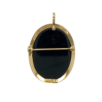 9ct Gold & Blue Cameo Oval Pendant/Brooch