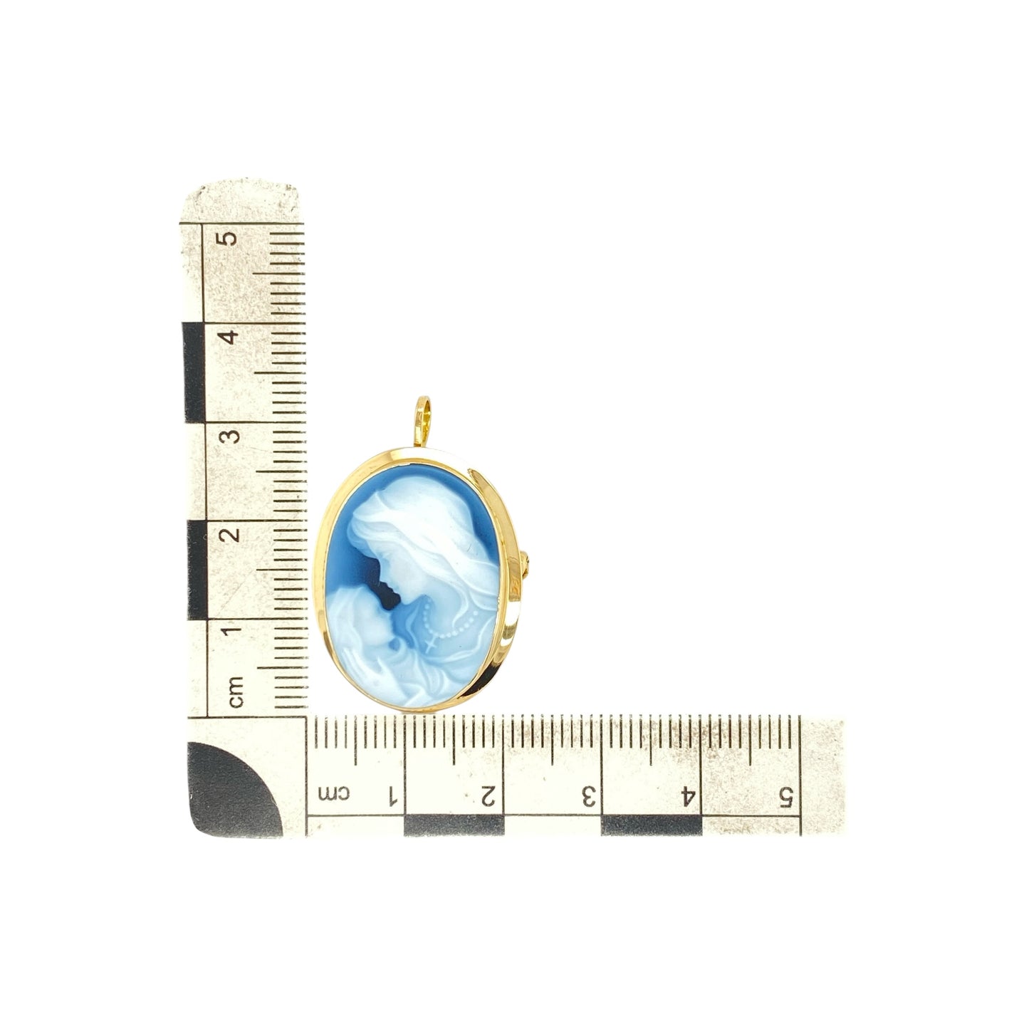 9ct Gold & Blue Cameo Oval Pendant/Brooch