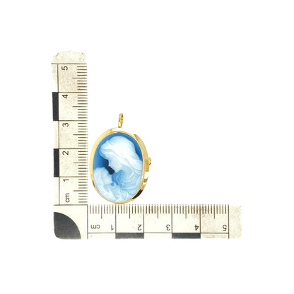 9ct Gold & Blue Cameo Oval Pendant/Brooch