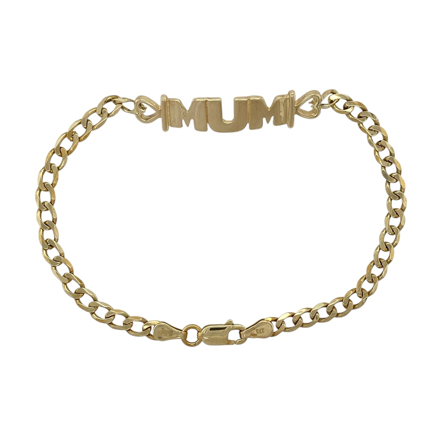 9ct Gold 7" Mum Curb Bracelet