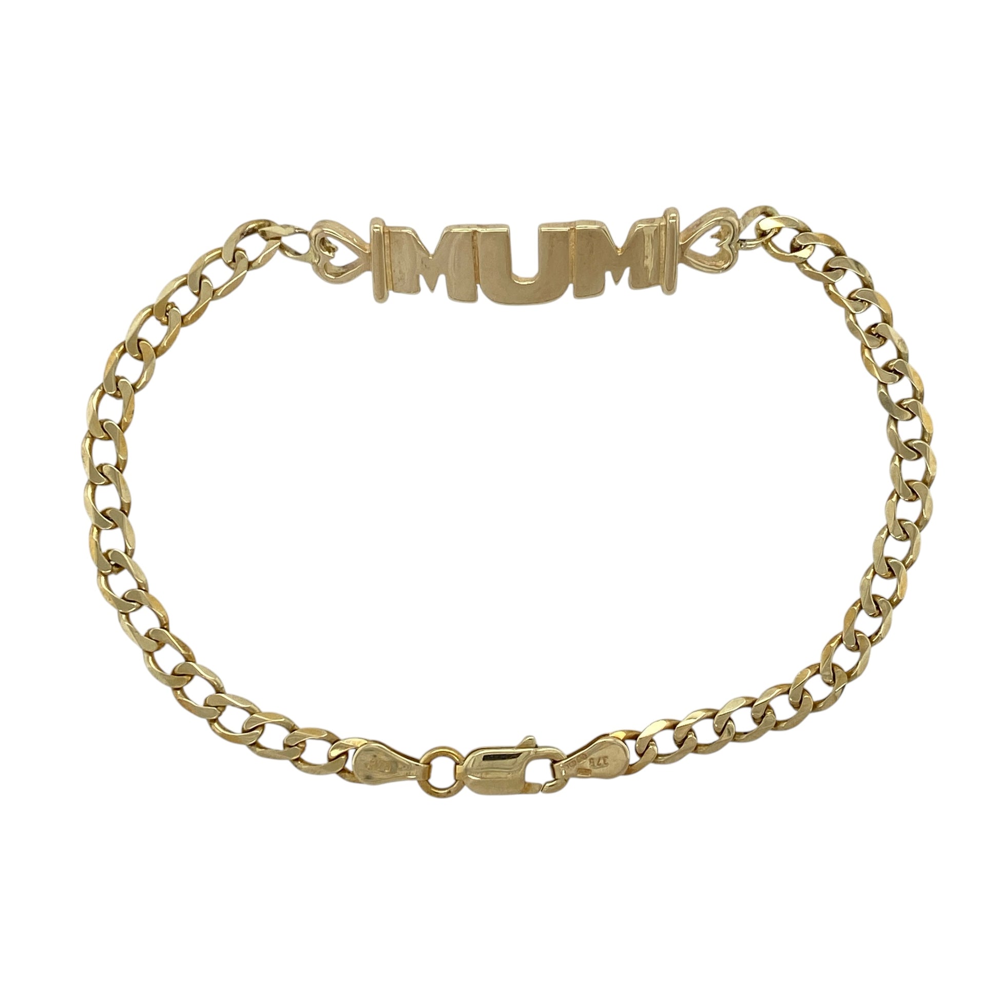 9ct Gold 7" Mum Curb Bracelet