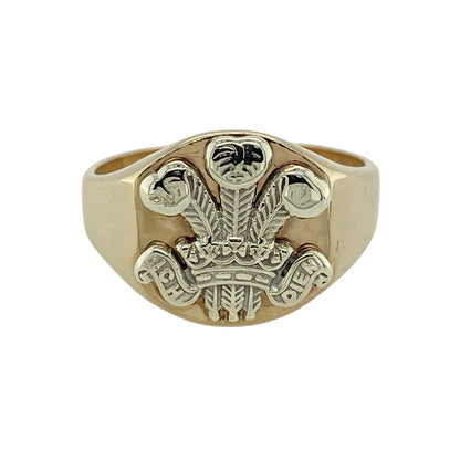 9ct Gold Welsh Three Feathers Signet Ring