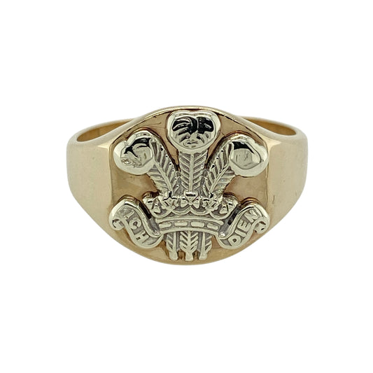 9ct Gold Welsh Three Feathers Signet Ring