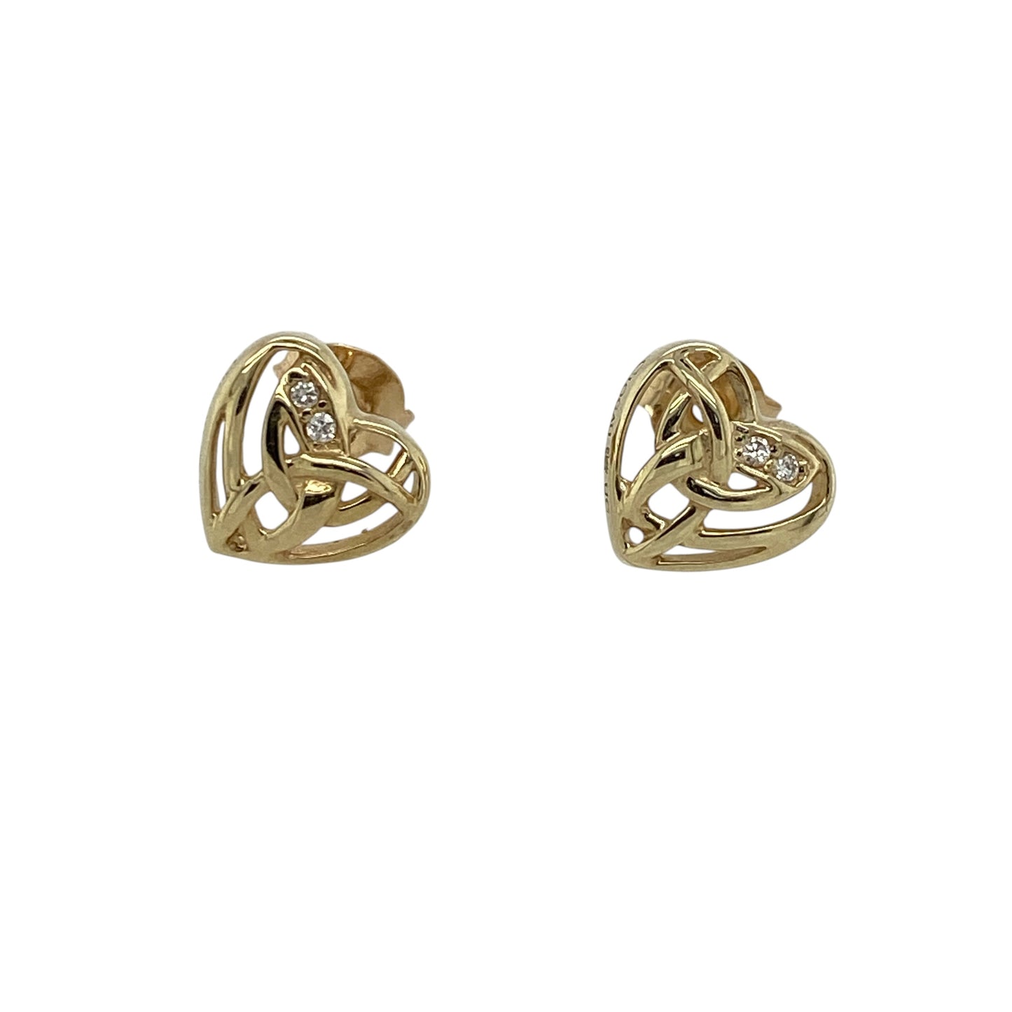 Add romantic symbolism and delicate sparkle to your jewellery collection with these pre-owned 9ct yellow gold and diamond Clogau Eternal Love heart stud earrings, featuring an elegant design with timeless appeal.

Design: The earrings showcase the distinctive Clogau Eternal Love heart motif, creating a romantic and meaningful design enhanced with delicate diamond detailing. Their classic stud profile makes them suitable for everyday wear or special occasions.
