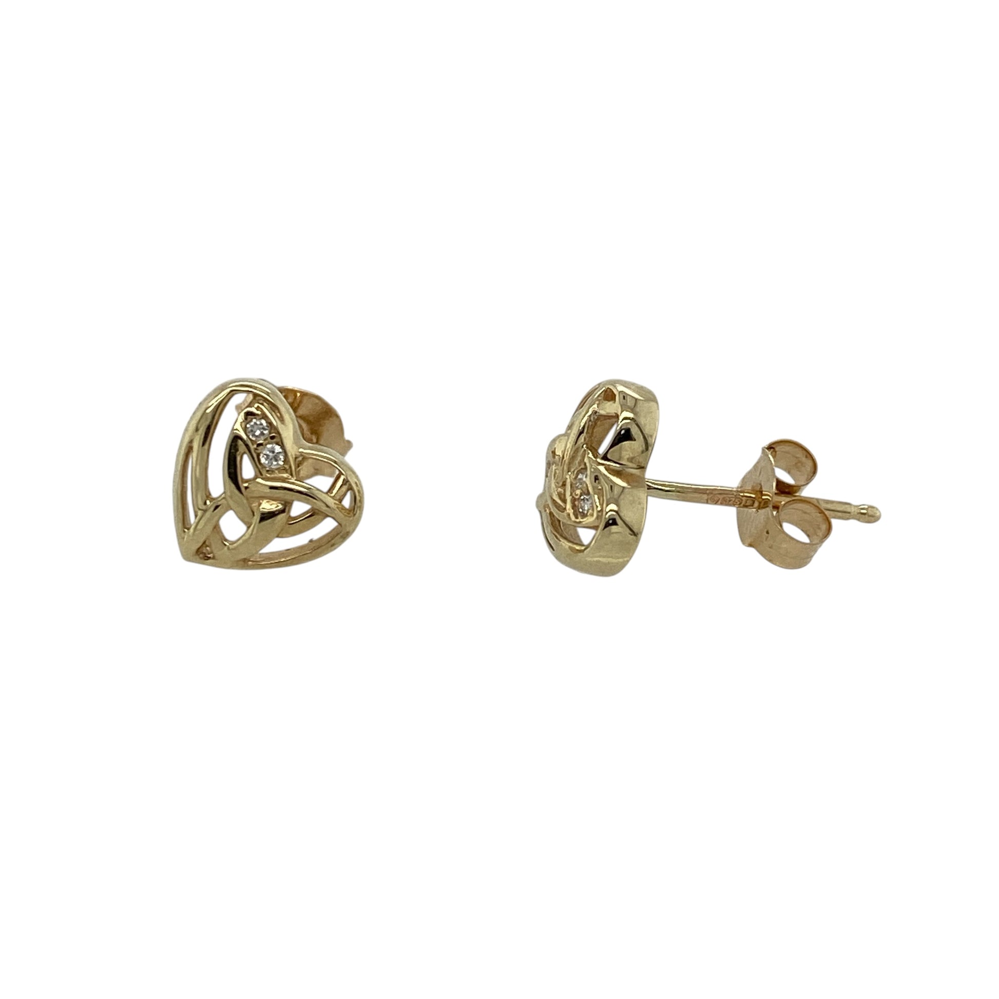 9ct Gold & Diamond Clogau Eternal Love Heart Stud Earrings